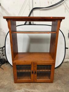 Wooden Entertainment Center with Glass Doors, Approx. 62" W x 16" D x 30" H