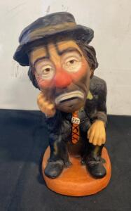Hand-Painted Emmett Kelly "Weary Willie" Clown Figurine Statue, E.K. 35, 13 in Resin