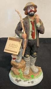 Flambro Emmett Kelly Jr. Porcelain Figurine &ndash; Hobo Clown with Original Tag