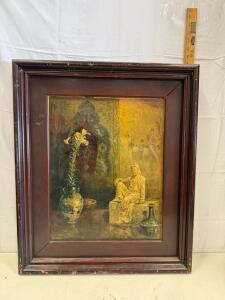 Framed Paul King Print, Morris & Bendien NY, Offset Lithograph, 26"x30" Wood Frame