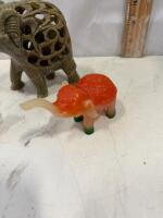 Hand-Carved Stone Animal Figurine Set &ndash; 5 Pieces Including Elephants, Bear, and Rabbit - 3