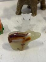 Hand-Carved Stone Animal Figurine Set &ndash; 5 Pieces Including Elephants, Bear, and Rabbit - 5