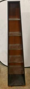 Ethan Allen Narrow Display Shelf, 5 Glass Shelves, Wood Frame, 72"x16"x12" (T2 )