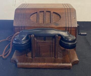 Custom 1910-1914 Wooden Crank Telephone, Tabletop, Claimed Frank Lloyd Wright Provenance ( Unable to Verify )