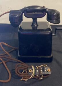American Electric Co. Monophone Manual Crank Telephone, Early 1900s, Black Bakelite Handset