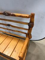 Rustic Solid Wood Double Rocking Chair Bench, Log Cabin Style, 48"x36"x40", Natural Finish - 3