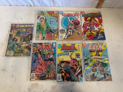 DC & Charlton Comic Lot: Warlord, Arak Son of Thunder, Fightin' 5, 1970s-1980s, 7 Issues