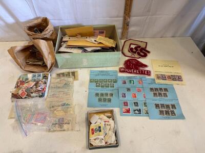 Large Worldwide Stamp Collection Bulk Lot, 500&ndash;1,000+ Stamps, 1940s&ndash;1960s, Dealer Sets, Ephemera