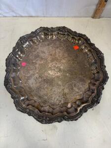 English Silver Mfg Corp Silver-Plated Serving Tray, 16" Diameter, Ornate Floral Design
