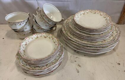 Johnson Bros England Fine China Dinnerware Set, Likely "Marlborough" or "JB167" Pattern, Circa 1930s