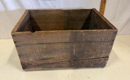 Vintage Wooden Storage Crate, 19"x13"x11", Rustic Unfinished Wood, Nailed Construction