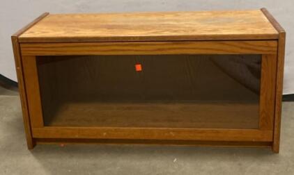 Oak Media Cabinet with Glass Drop-Down Door, 33&rdquo;x17&rdquo;x12&rdquo;
