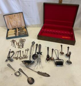 Vintage Mixed Flatware Set with Boxed Knives and Forks, Approx. 38 Pieces