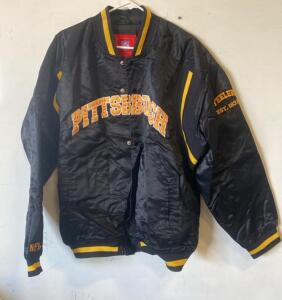 NFL Pittsburgh Steelers Satin Bomber Jacket XL Black/Gold Polyester