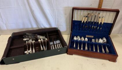 Vintage Oneida Community Silverplate Flatware Set w/ Chest, 19 Pieces, Coronation Pattern