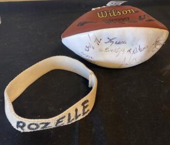 Wilson NFL Autograph Football by NFL Pros - "ROZELLE" Headband ( Unable to Verify Authentication)