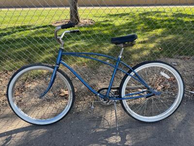 Blue Single-Speed Cruiser Bicycle, 26" Wheels, Coaster Brake, Steel Frame, Classic Upright Handlebars