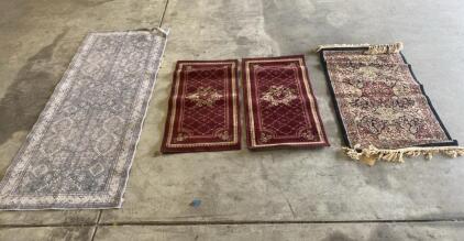 Assorted Traditional Area Rugs and Runner, Red & Grey, 4 Pieces, Geometric & Floral Patterns