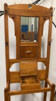 Arts & Crafts Mission Oak Hall Tree Entry Stand with Mirror, Drawer, Umbrella Racks, 4 Hooks 75&rdquo;x27&rdquo; - 3