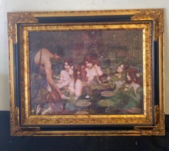 Ornate Framed "Hylas and the Nymphs" John William Waterhouse Reproduction Print 32&rdquo;x26&rdquo;