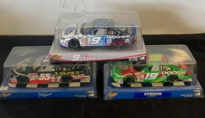 Kasey Kahne #9 Dodge, Bobby Hamilton #55 Square D Chevrolet, Casey Atwood #19 Mountain Dew Dodge 1:24 Scale Die-Cast NASCAR Collectibles