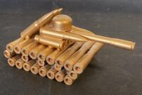 Handcrafted Brass Model Tank Sculpture Made from Spent Rifle Bullet Casings, Approx. 7 Inch