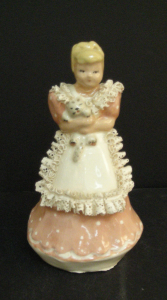 Porcelain Figurine of Girl with Lamb by Kathy Lou Yanez, Signed, Approx. 8" Tall