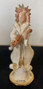 Blue Sky LA-009 Angel Musician Figurine, Ceramic with Gold Trim, 8" Tall, Made in China