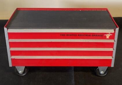 The Busted Knuckle Garage Rolling Tool Chest, 10&rdquo;x5", Red with Silver Accents