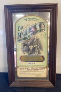 Vintage Dr. McGillicuddy's Mentholmint Schnapps Advertising Mirror Sign, 35&rdquo;x21&rdquo;