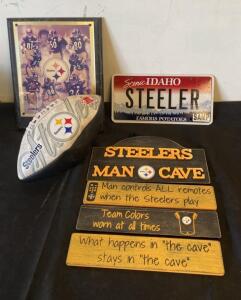 Pittsburgh Steelers 2001 Team Plaque & Limited Edition Football, License Plate, Man Cave Sign
