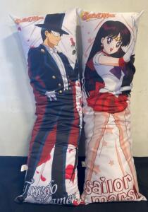 Sailor Moon Dakimakura Set &ndash; Sailor Mars & Tuxedo Kamen Body Pillows 47" x 15.5" Anime Official