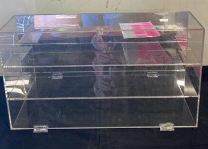 Clear Acrylic Display Case, 24"x14&rdquo;x6&rdquo; Shelves, Removable Front Panel