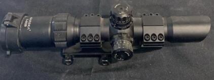 Barska 1-4x28 SWAT-AR Rifle Scope, Illuminated Mil-Dot, 30mm Tube, Mount & Caps