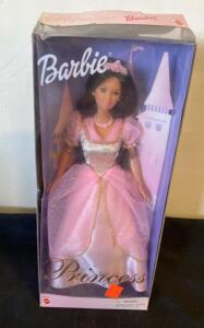 Princess Barbie Doll 1994 African American, Pink Gown, Crown & Charm, Mattel, Boxed Vintage