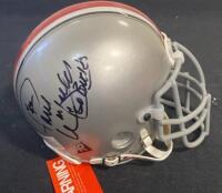 Ohio State Buckeyes Riddell Mini Helmet, Silver, Autographed, "Go Bucks" Inscription ( Unable to Verify)