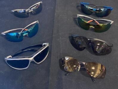 Bulk Lot of 6 Sports Wraparound Sunglasses, Mixed Colors, Mirrored & Tinted Lenses