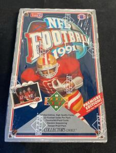 1991 Upper Deck NFL Football Card Box - Premier Edition, Factory Sealed, Joe Montana Theme