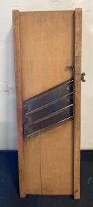 Antique 3-Blade Wooden Cabbage Slicer Kraut Board, 24" Steel Blades, Rustic Kitchen Tool