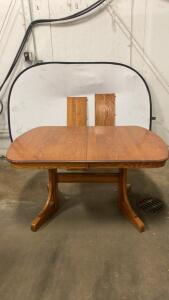Extendable Oak Dining Table with Double Pedestal Base, 72" to 96" Length