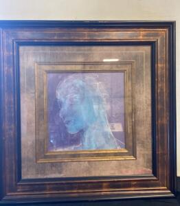 Framed Abstract Portrait by Alex Ant&oacute;n, Signed, 2009, Ornate Dark Wood Frame 34&rdquo; x 34&rdquo;