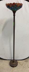 Tiffany-Style Stained Glass Torchiere Floor Lamp, 70" Tall, 14" Shade, 150W Max