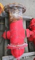 Dry Barrel Cast Iron Fire Hydrant, 6" Flanged Inlet, 2.5" Outlets, Heavy Rust, Red Paint - 2