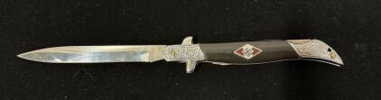 Reproduction Hitler Youth Folding Pocket Knife with Swastika Emblem, Stainless Steel Blade, Made in China