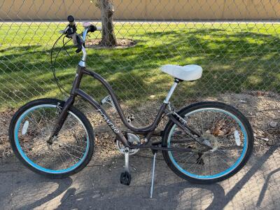 Electra Townie Step-Through Cruiser Bicycle, Single-Speed, 26" Wheels, Brown/Blue
