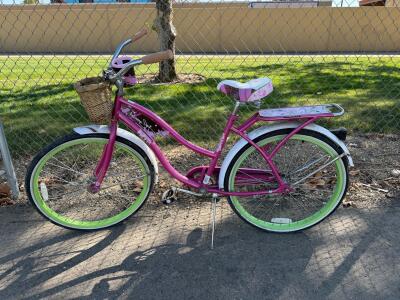 Panama Jack 26" Cruiser Bike Pink, Steel Frame, Basket, Rear Rack, Coaster Brake, Single Speed
