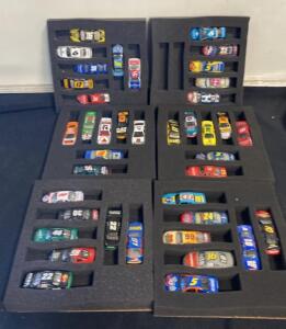 40 NASCAR 1:64 Diecast Cars Lot &ndash; Mixed Drivers & Sponsors, 1990s&ndash;2000s, Display Trays
