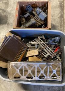 Vintage O Gauge Train Lot: Marx/Lionel Bridge, Track, Military Vehicles, Hopper Car, and Accessories