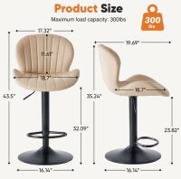 Sweetcrispy Beige Adjustable Swivel Bar Stools With Footrest, Set Of 2 - 4