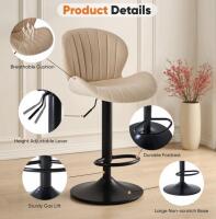 Sweetcrispy Beige Adjustable Swivel Bar Stools With Footrest, Set Of 2 - 5